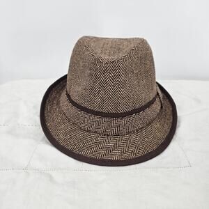 Vintage Stetson Brown Herringbone Wool Blend Men’s Retro Trilby Fedora Hat